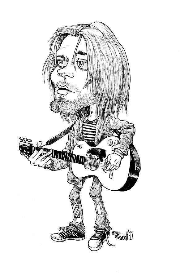 Kurt Cobain Drawing by Mike Scott