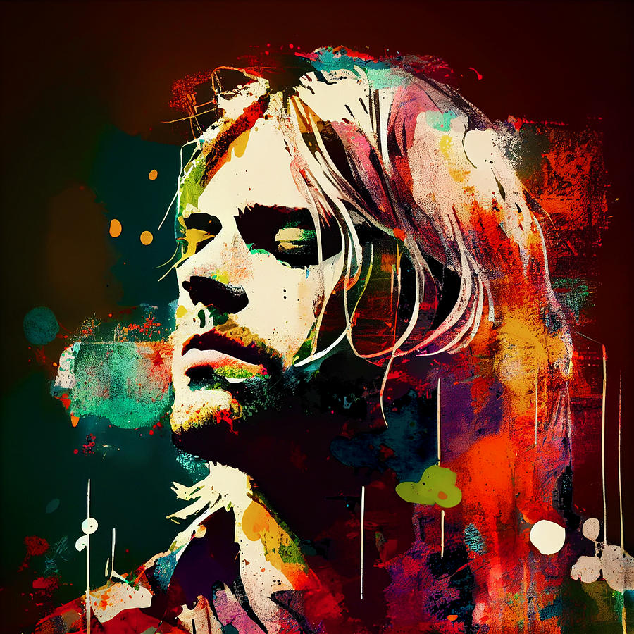 Kurt Cobain Nirvana Digital Art by VRL Arts - Pixels