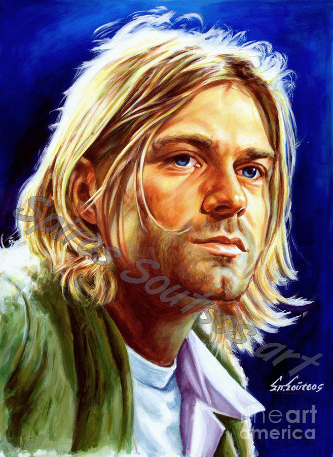 Kurt Cobain painting portrait, Nirvana original painted artwork Painting by Star Portraits Art
