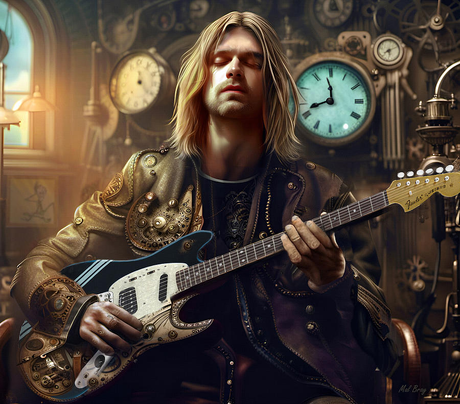 Kurt Cobain Son of a Gun Steampunk Digital Art by Mal Bray