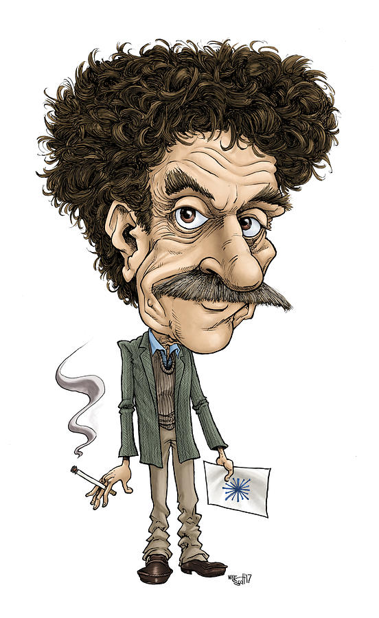Kurt Vonnegut, color Drawing by Mike Scott
