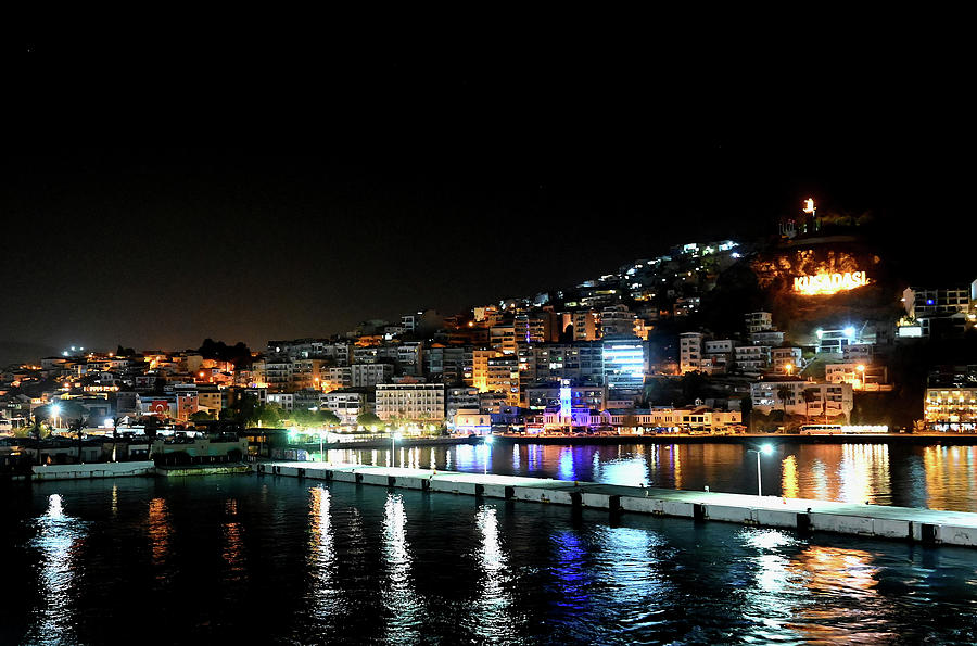 Kusadasi Turkiye Harbour Waterfront at Night Photograph by Sherilyn ...