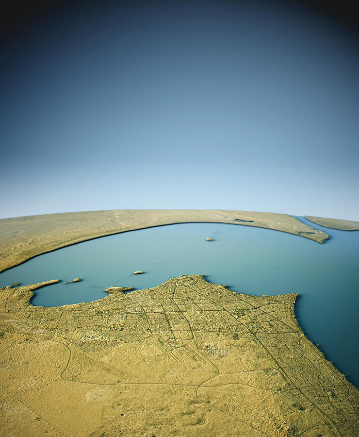 Kuwait City 3D View South-North Natural Color Photograph by FrankRamspott