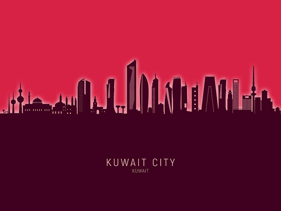 Kuwait City Skyline #00 Digital Art by Michael Tompsett