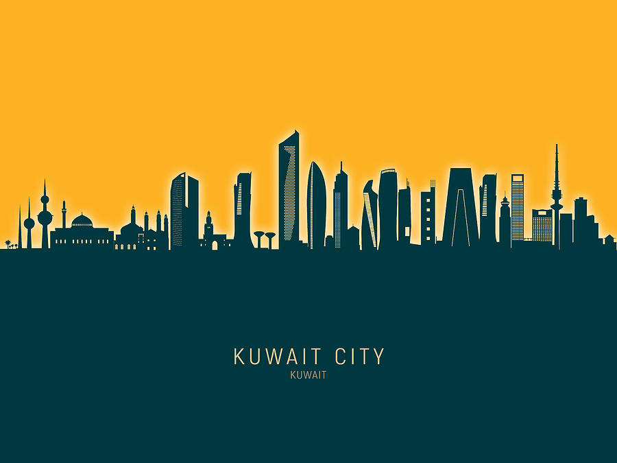 Kuwait City Skyline #01 Digital Art by Michael Tompsett