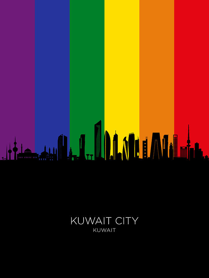 Kuwait City Skyline #02 Digital Art by Michael Tompsett