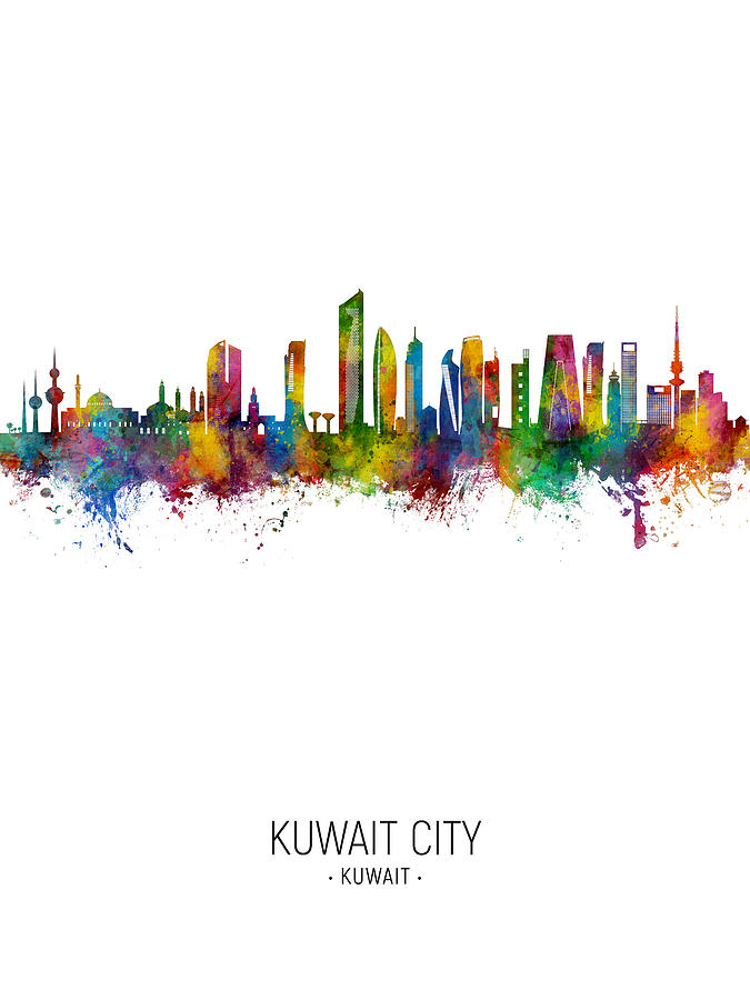 Kuwait City Skyline #03 Digital Art by Michael Tompsett