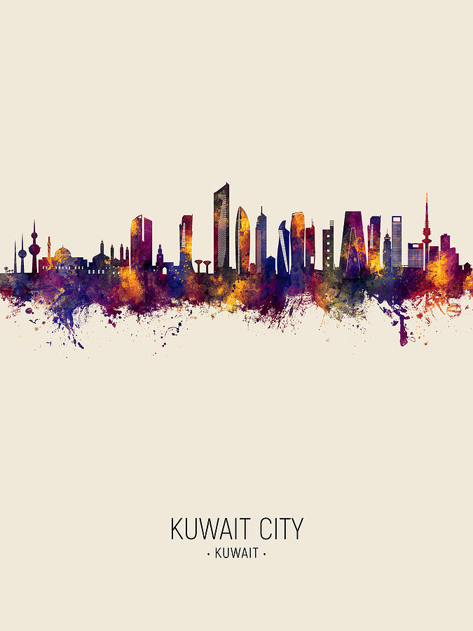 Kuwait City Skyline #04 Digital Art by Michael Tompsett