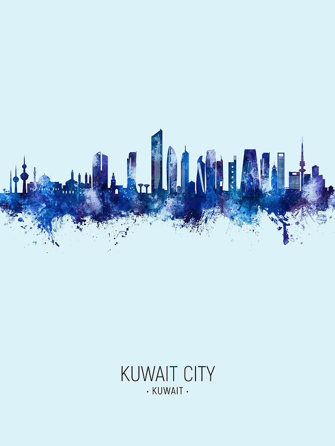 Kuwait City Skyline #05 Digital Art by Michael Tompsett