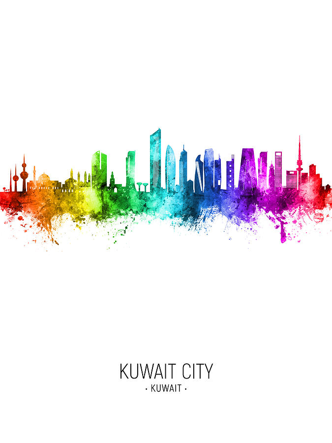 Kuwait City Skyline #06 Digital Art by Michael Tompsett