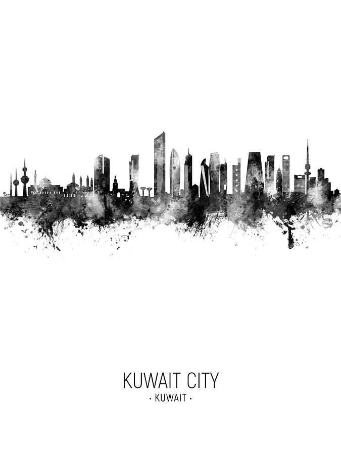 Kuwait City Skyline #07 Digital Art by Michael Tompsett