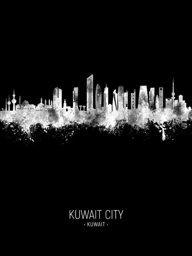 Kuwait City Skyline #08 Digital Art by Michael Tompsett