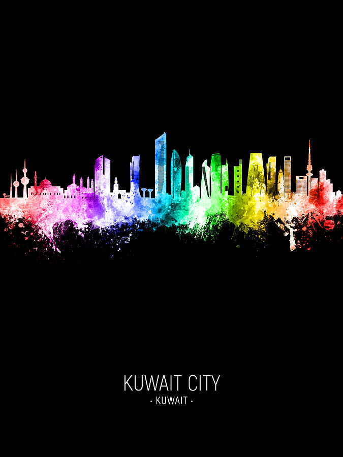Kuwait City Skyline #09 Digital Art by Michael Tompsett