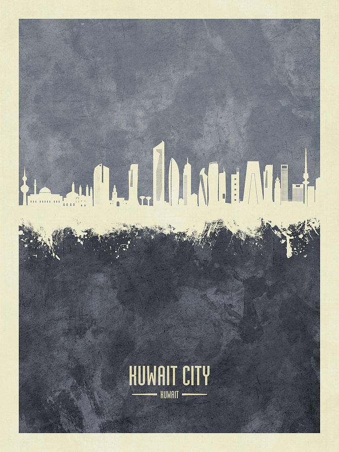 Kuwait City Skyline #13 Digital Art by Michael Tompsett