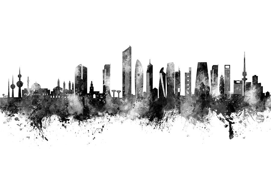 Kuwait City Skyline #76 Digital Art by Michael Tompsett