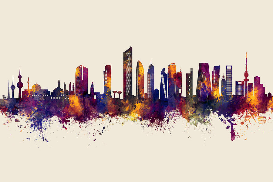 Kuwait City Skyline #77 Digital Art by Michael Tompsett