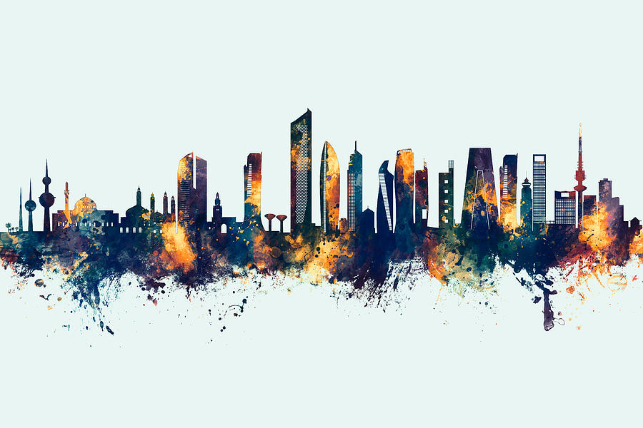 Kuwait City Skyline #78 Digital Art by Michael Tompsett