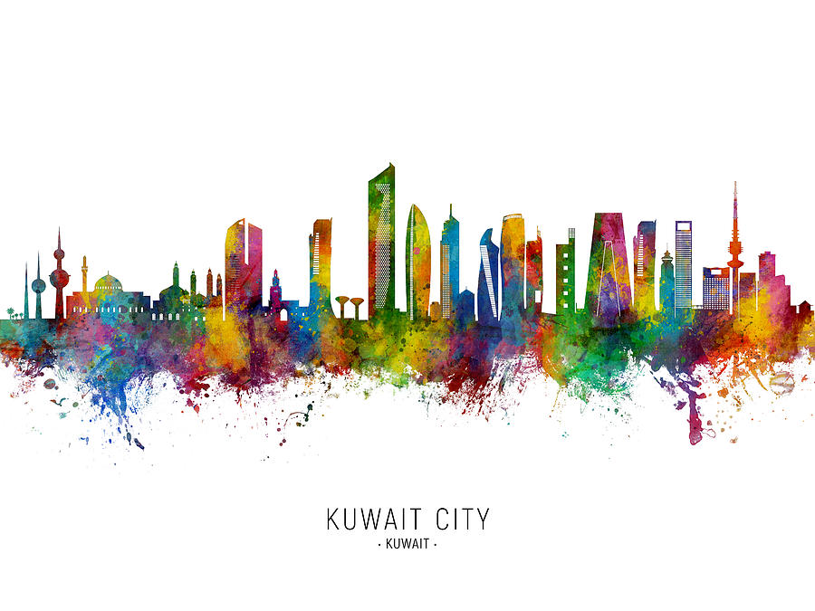 Kuwait City Skyline #81 Digital Art by Michael Tompsett