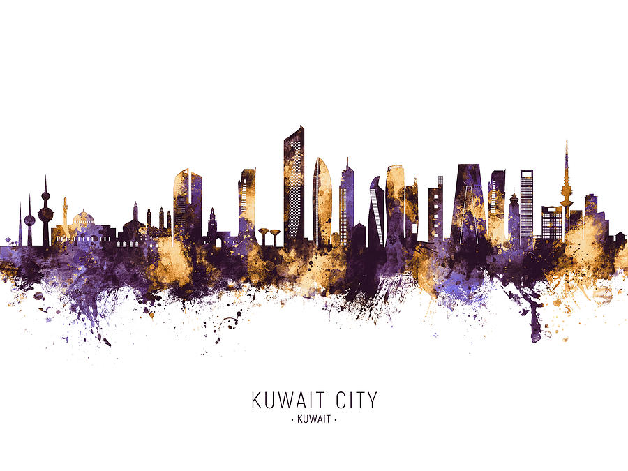 Kuwait City Skyline #83 Digital Art by Michael Tompsett