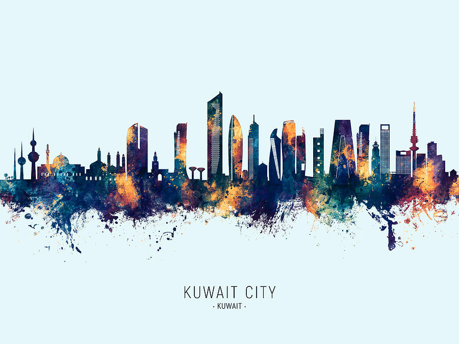 Kuwait City Skyline #84 Digital Art by Michael Tompsett
