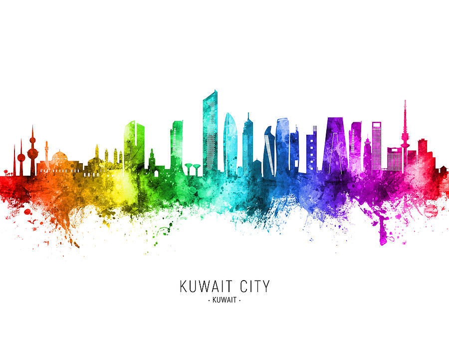 Kuwait City Skyline #85 Digital Art by Michael Tompsett