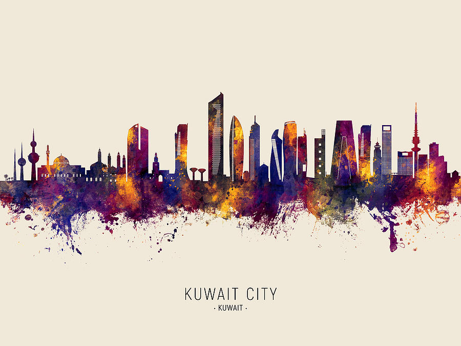 Kuwait City Skyline #86 Digital Art by Michael Tompsett