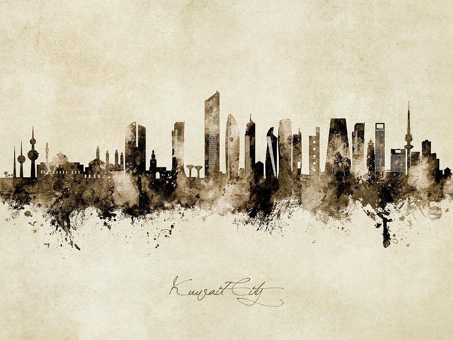 Kuwait City Skyline #87 Digital Art by Michael Tompsett
