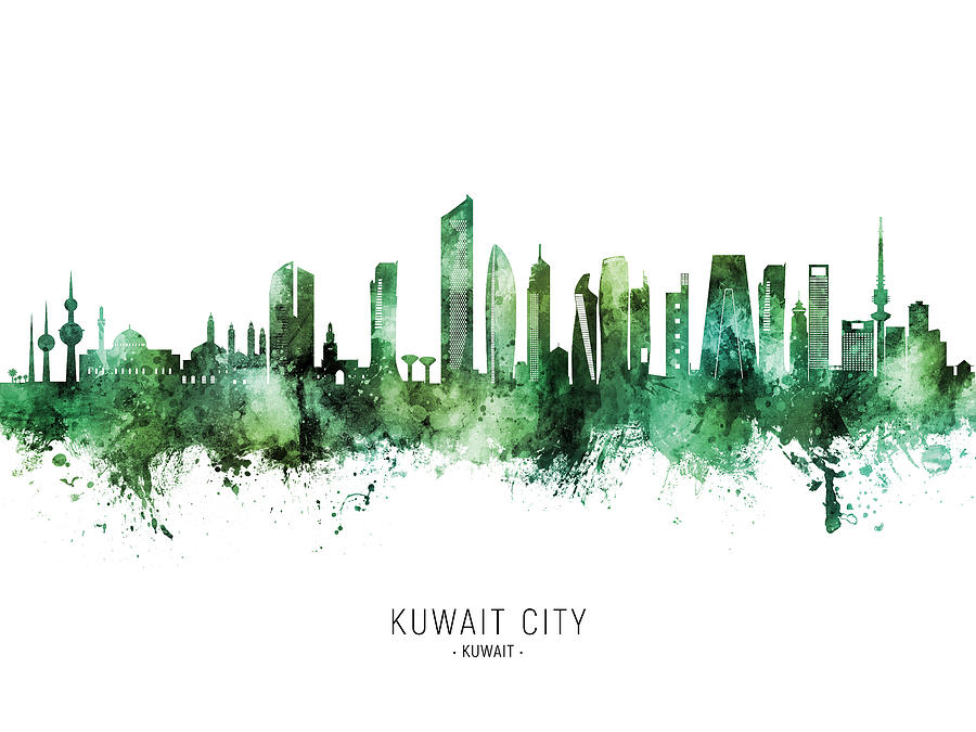 Kuwait City Skyline #88 Digital Art by Michael Tompsett