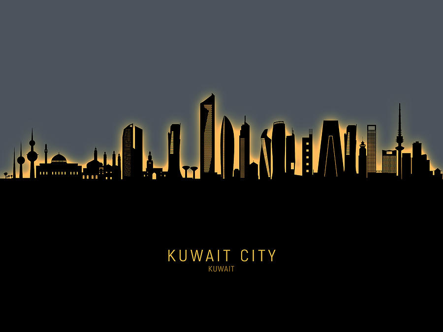Kuwait City Skyline #94 Digital Art by Michael Tompsett