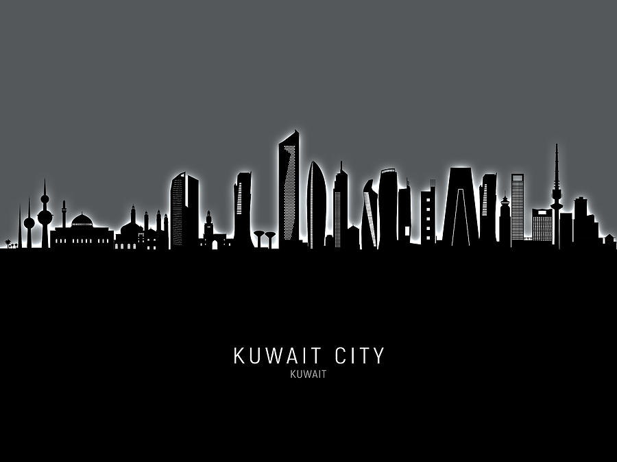 Kuwait City Skyline #95 Digital Art by Michael Tompsett