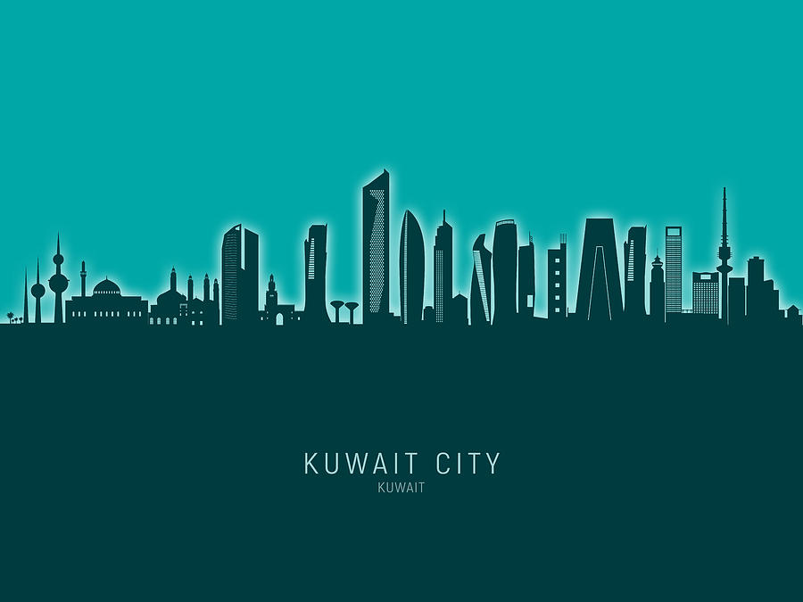 Kuwait City Skyline #96 Digital Art by Michael Tompsett