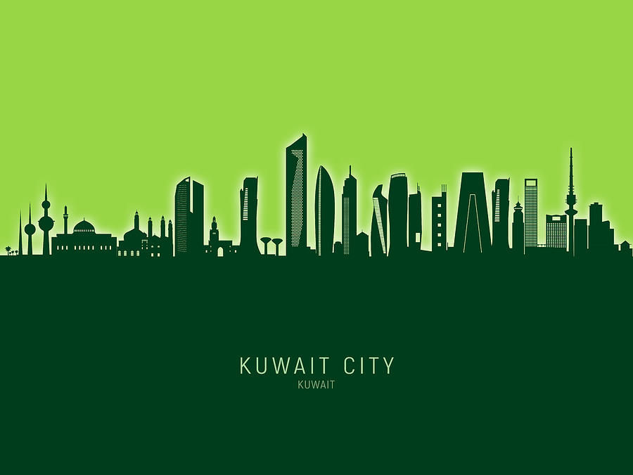 Kuwait City Skyline #98 Digital Art by Michael Tompsett
