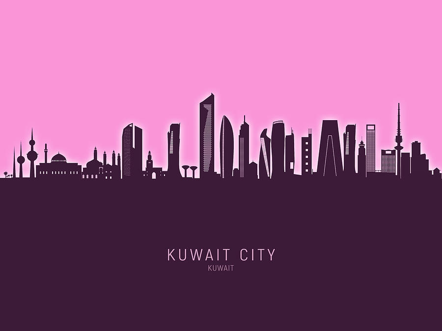 Kuwait City Skyline #99 Digital Art by Michael Tompsett