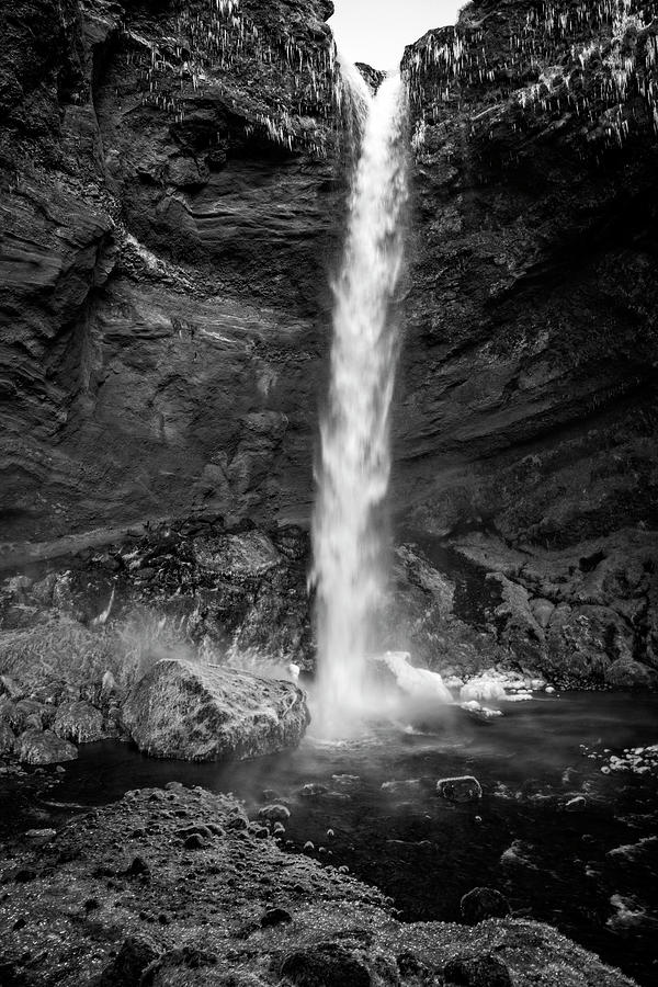 Kvernufoss in Black and White 1 Photograph by Catherine Reading