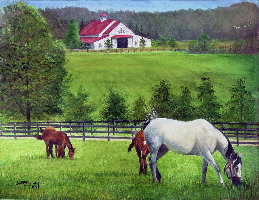 Ky. horse farm Painting by Carl  Mckinley