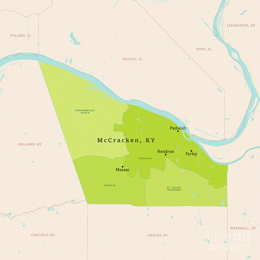 Map Digital Art - KY McCracken County Vector Map Green by Frank Ramspott
