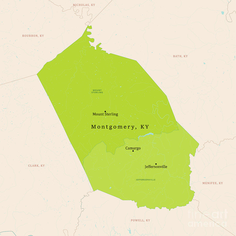 Ky Montgomery County Vector Map Green Frank Ramspott 