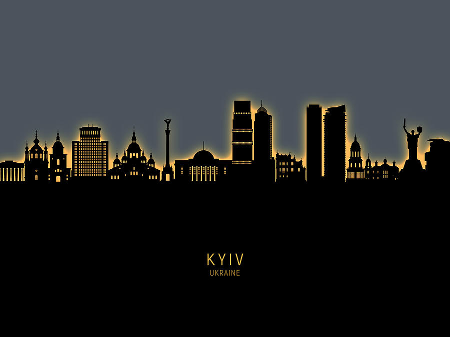 Kyiv Ukraine Skyline Custom Digital Art by Michael Tompsett