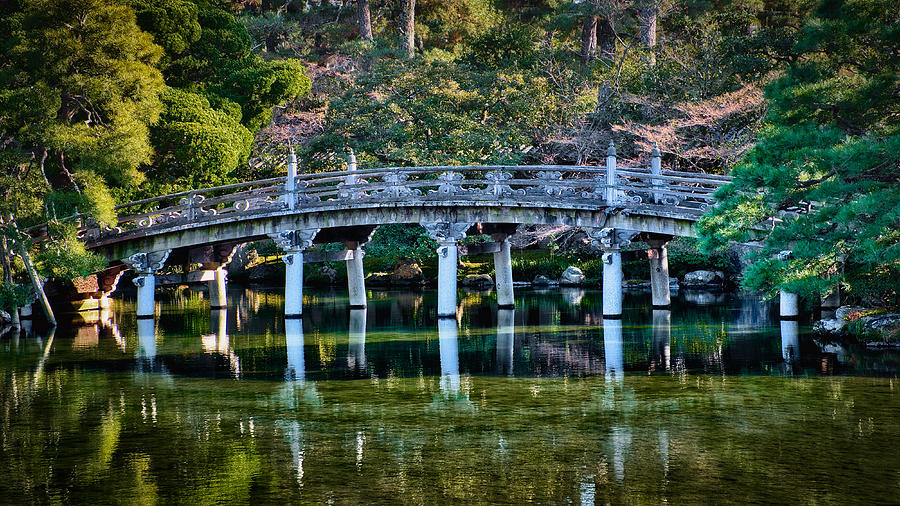 Kyoto Imperial Palace Pond and Bridge #3 - Japan Photograph by Stuart Litoff