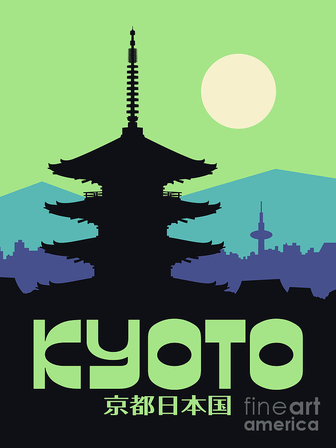 City Digital Art - Kyoto Pagoda Lime Japan Tourism by Organic Synthesis
