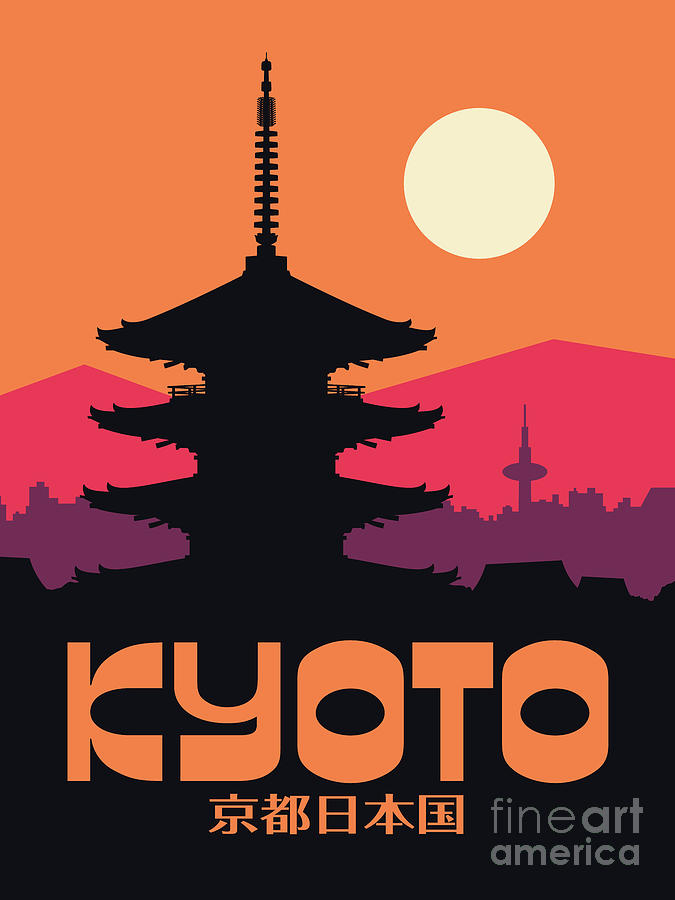 City Digital Art - Kyoto Pagoda Orange Japan Tourism by Organic Synthesis