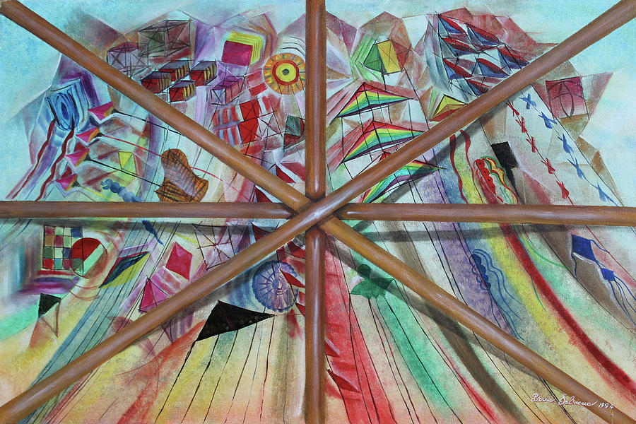 Kites Painting - Kytes by Pierre Salsiccia
