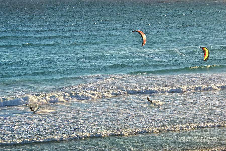 Sunset Photograph - Kitesurf at sunset by Delphimages Photo Creations