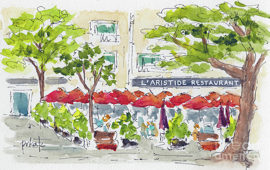 L Aristide Restaurant Lorient France Painting by Pat Katz