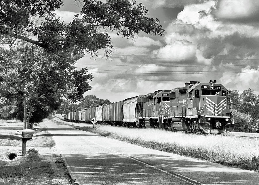 L C Train 14 in Elgin B W Photograph by Joseph C Hinson