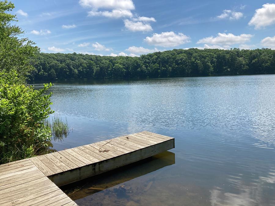 L shaped Dock on Lake Photograph by Taleta Hollis