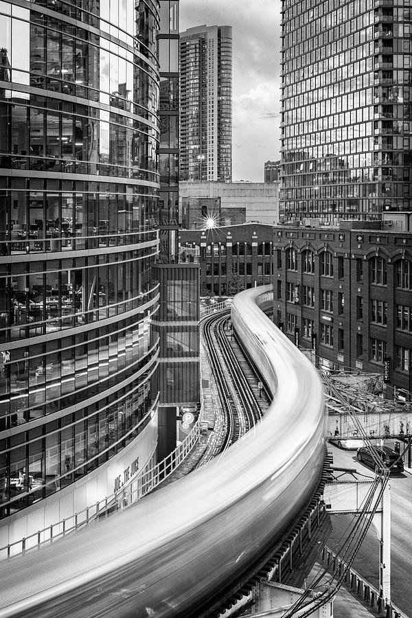 L-Train S-Curve - Downtown Chicago Photograph by Stephen Stookey