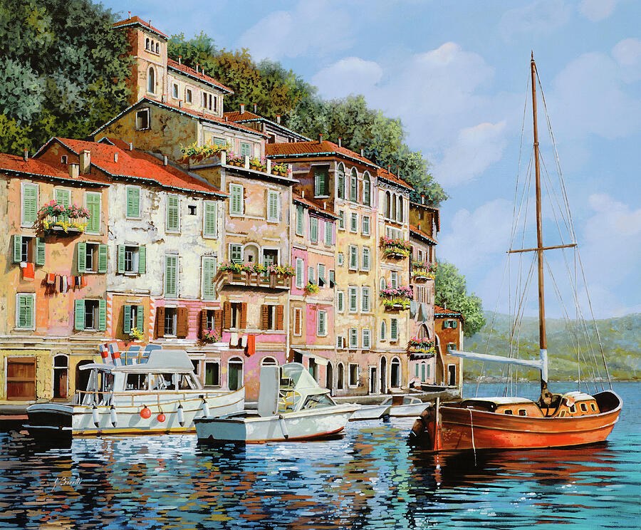 Summer Painting - la barca rossa a Portofino by Guido Borelli