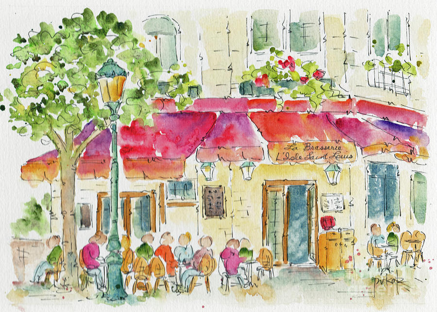 La Brasserie Lisle St Louis Paris Painting by Pat Katz
