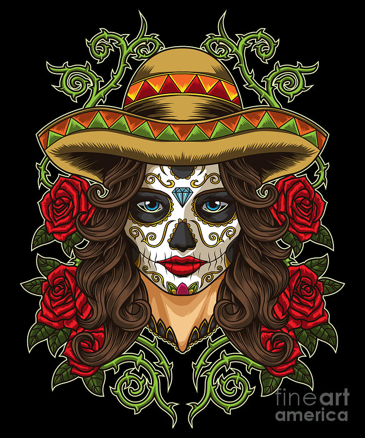 Halloween Digital Art - La Calavera Catrina Lady of the Dead by Mister Tee